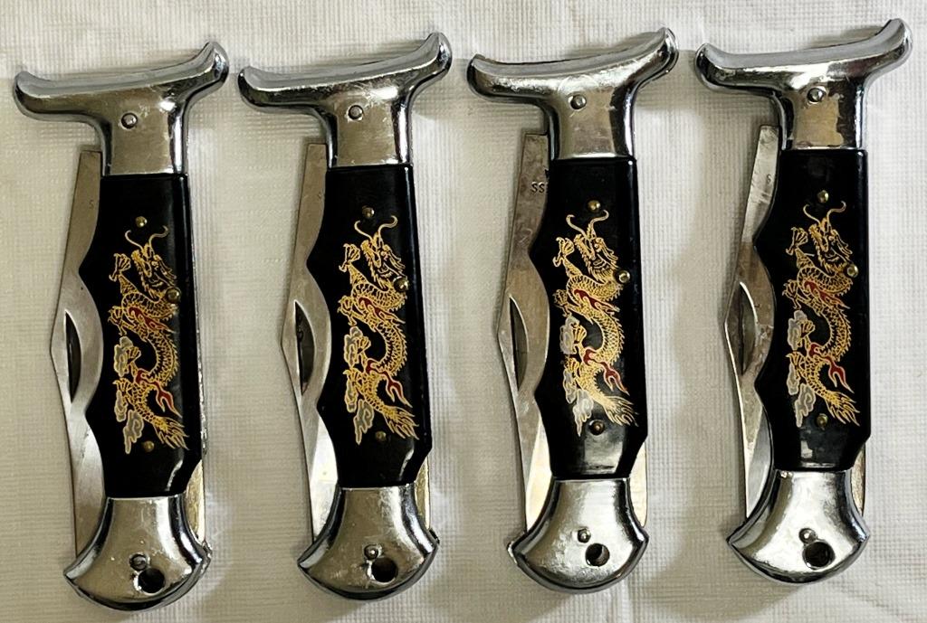 (4) LOCK BACK KNIVES DRAGON on HANDLE (1 of 5)