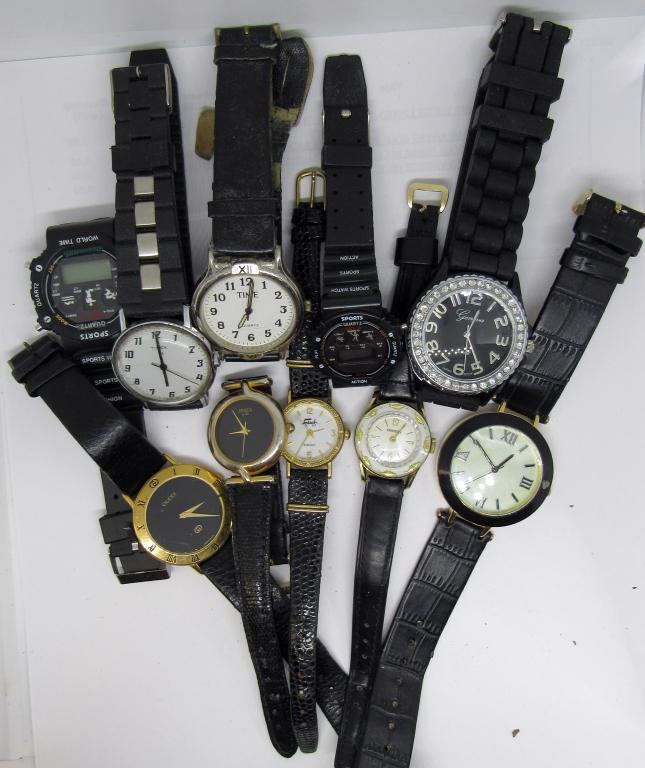 10 VINTAGE WRISTWATCHES!: GENEVA, TIME, FABERGE, BRIEUX, GUCCI, TIMEX, MANSON, SPREMIUM SPORTS; UNTESTED!