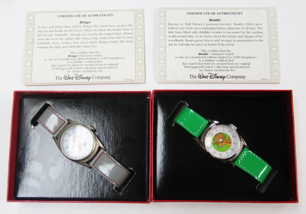 2-TIMEX LE INGERSOLL BIRTHDAY DISNEY WATCHES: 2007 VINTAGE REPRODUCTION- BONGO & BAMBI-BOTH WATCHES UNTESTED