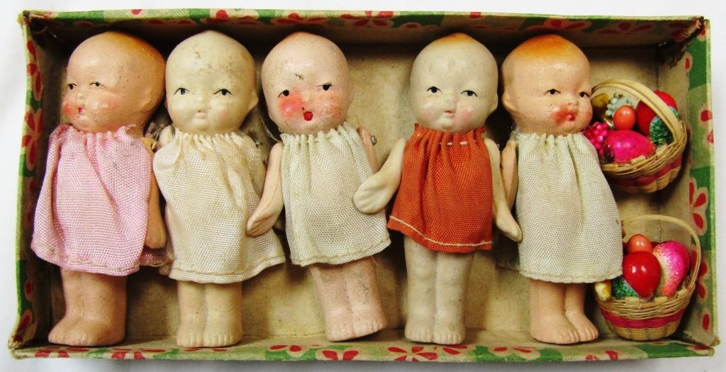 Bisque Porcelain Jointed Quintuplet Miniature Doll (1 of 3)