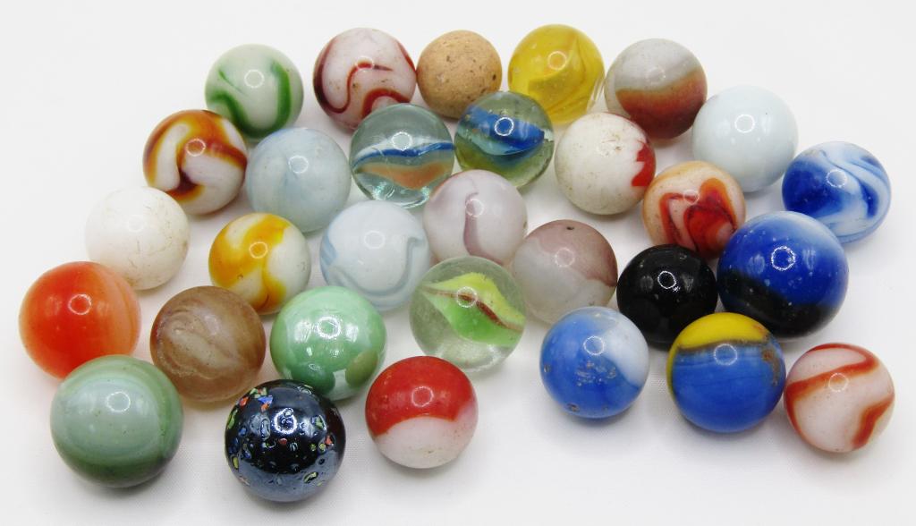 30 Vintage Marbles!: Variety of Colors and Types!
