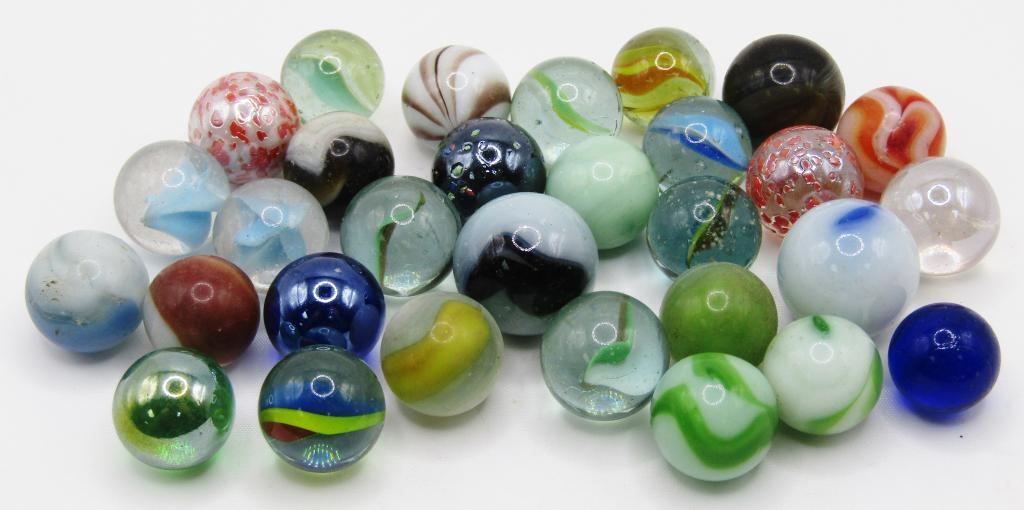 30 Vintage Marbles!: Variety of Colors and Types!