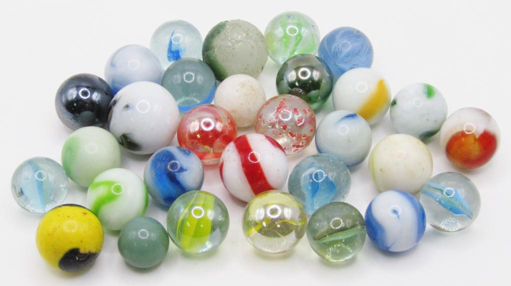 30 Vintage Marbles!: Variety of Colors and Types!