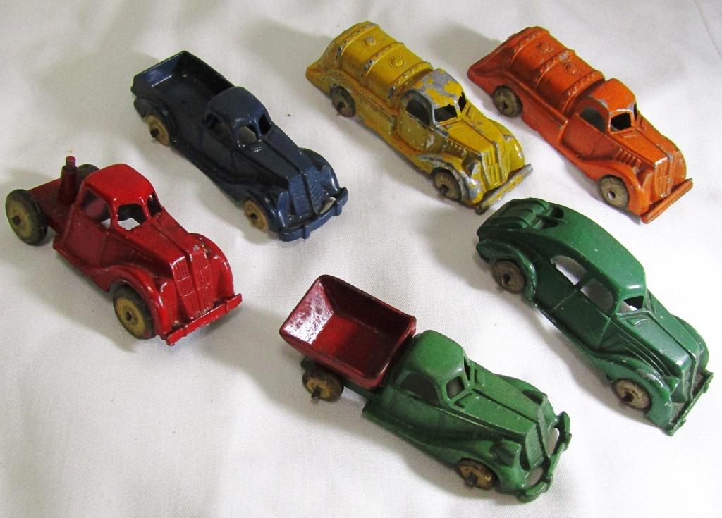(6) HUBLEY METAL VEHICLES w/WHITE RUBBER WHEELS (1 of 5)