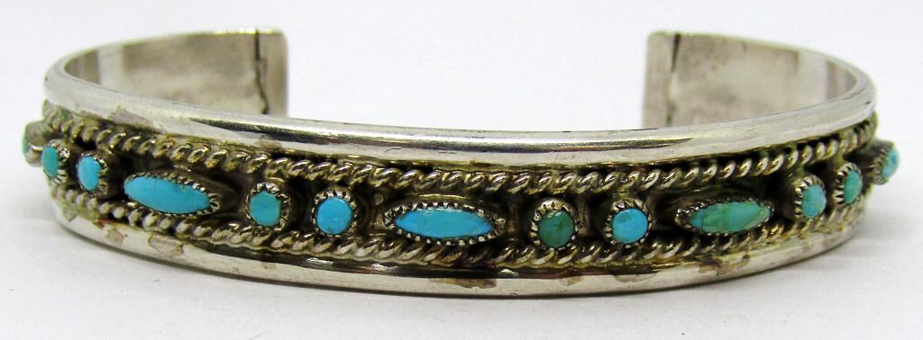 SOUTHWESTERN STERLING CUFF WITH TURQUOISE (1 of 4)