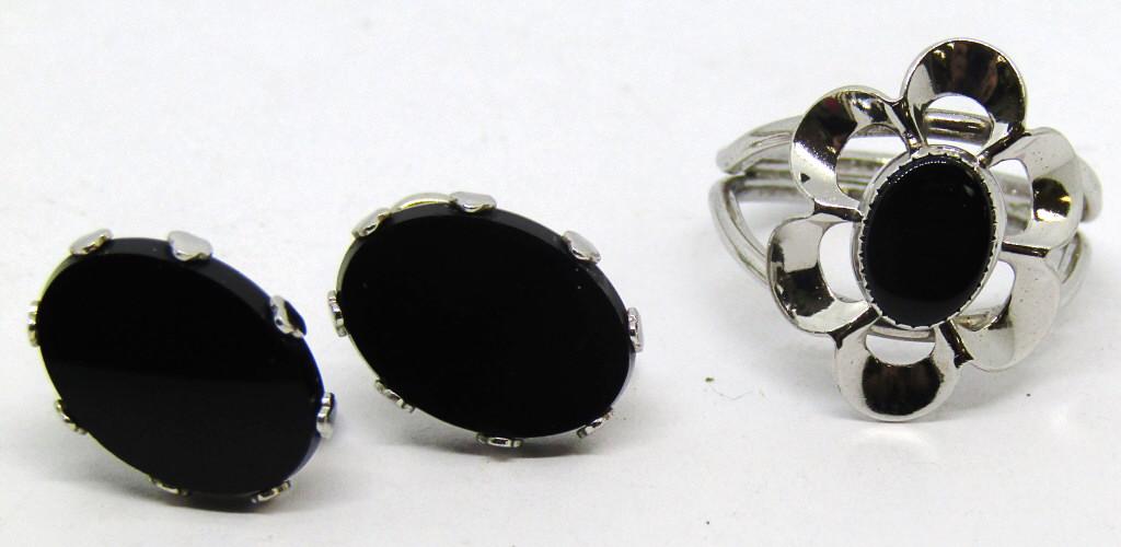VTG SET! STERLING FASHION RING WITH BLACK INLAY (1 of 5)