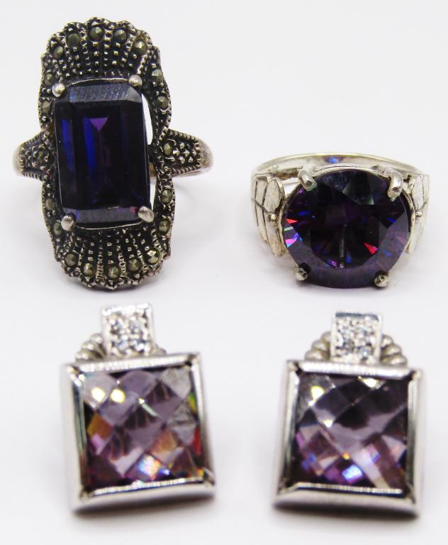PURPLE STONE STERLING JEWELRY LOT (1 of 9)