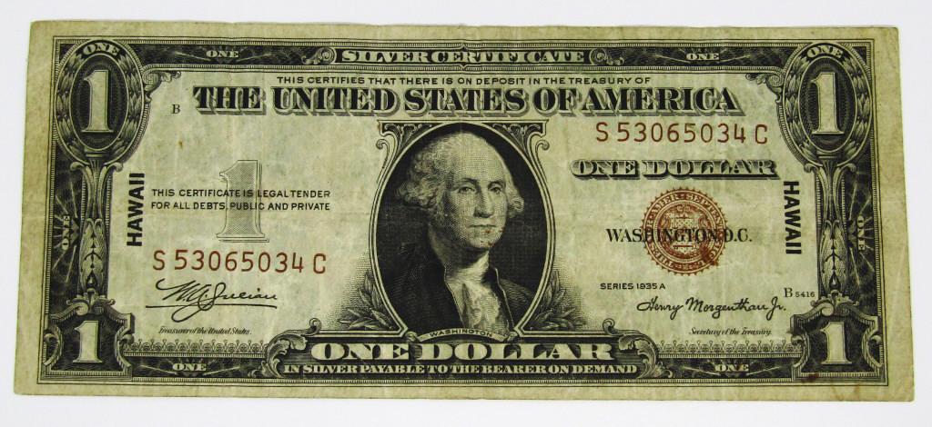 1935A $1 "HAWAII" SILVER CERTIFICATE (1 of 2)