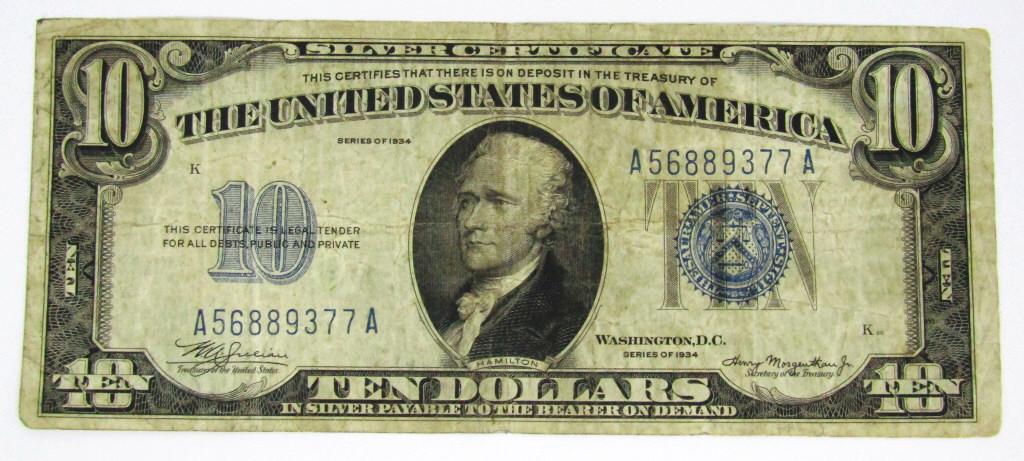 1934 $10 SILVER CERTIFICATES (1 of 2)