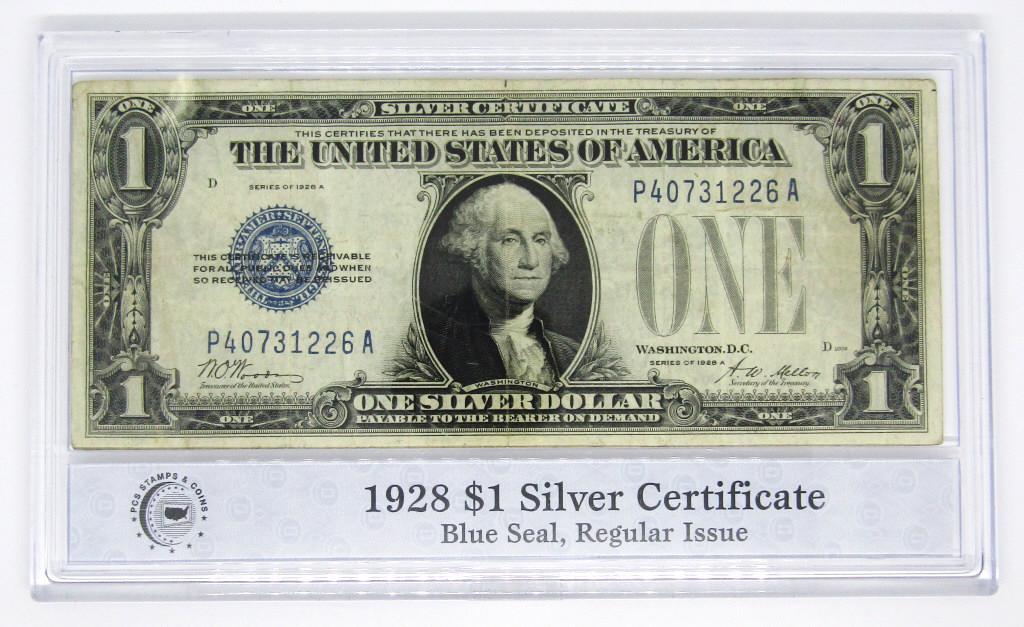 1928 $1 "FUNNY BACK" SILVER CERTIFICATE (1 of 2)