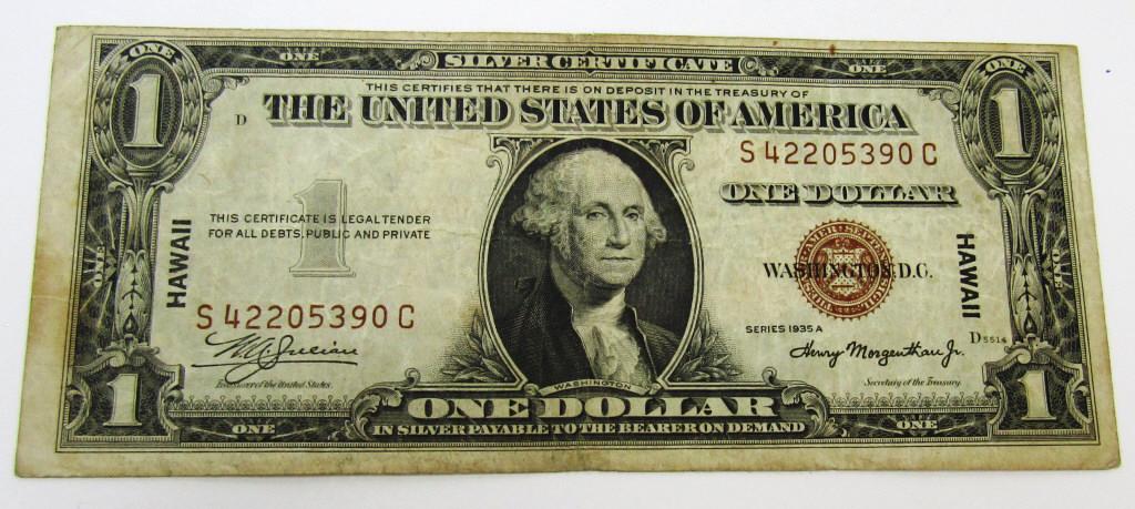 1935A $1 "HAWAII" SILVER CERTIFICATE (1 of 2)