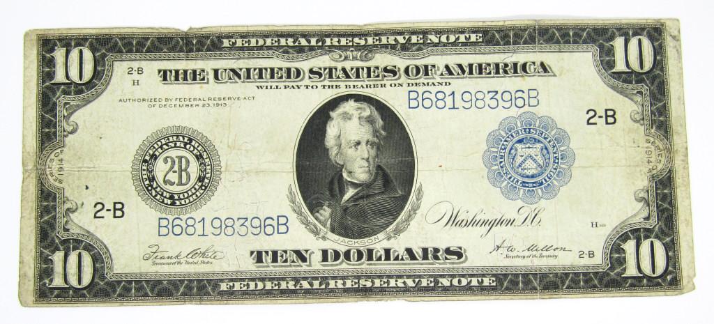 1914 $10 FEDERAL RESERVE NOTE LARGE SIZE (1 of 2)