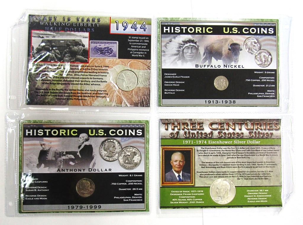 4 First Commemorative Mint Carded Coins - 2-Silver (1 of 2)
