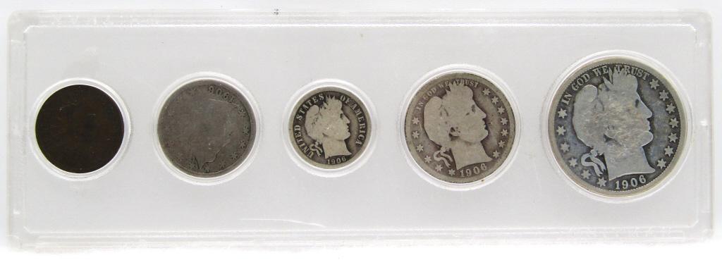 1906 Date Set Silver Barber Half, Quarter, Dime (1 of 2)