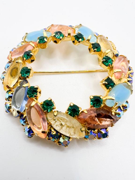 AMAZING MULTI COLOR STONE BROOCH (1 of 4)