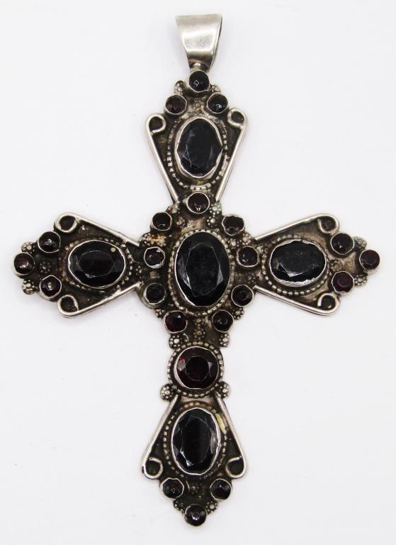 WG STERLING CROSS PENDANT WITH RUBY RED (1 of 3)