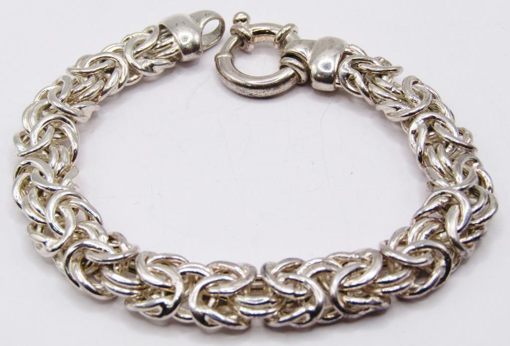 7 INCH ITALY STERLING BYZANTINE STYLE BRACELET: TOTAL 16 DWT