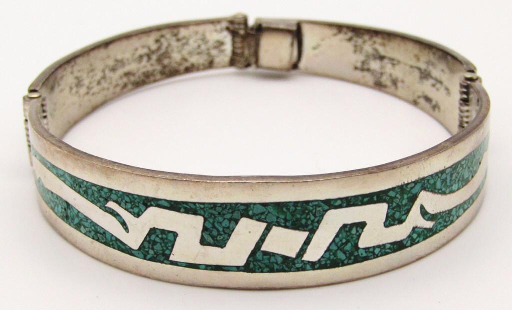 MEXICO STERLING HINGED BANGLE WITH (1 of 5)