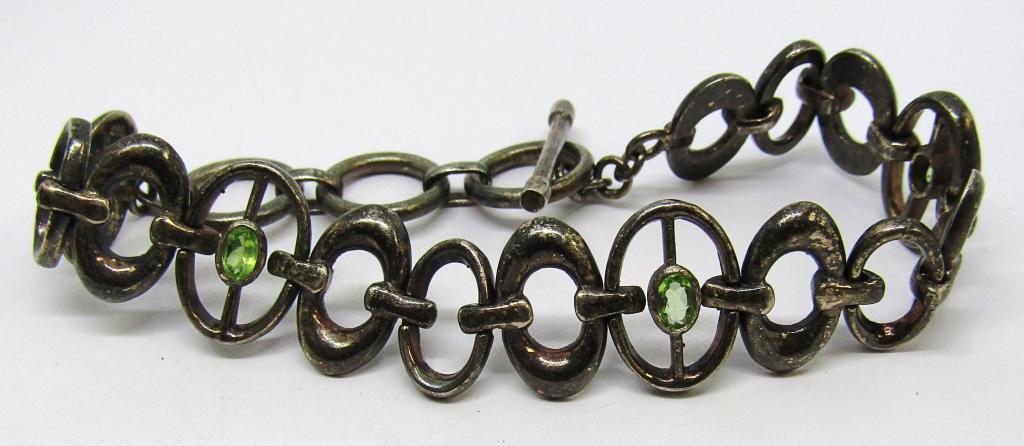 8 INCH STERLING CIRCULAR LINKED BRACELET WITH (1 of 2)