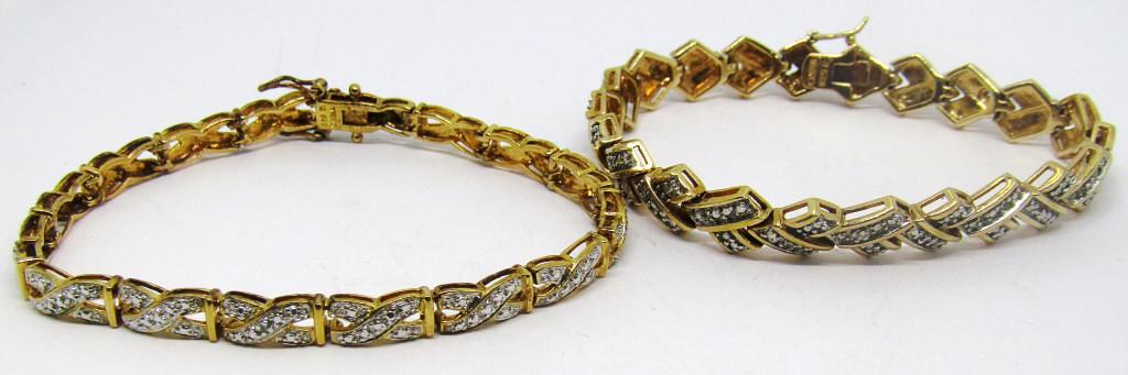 2-7.5 INCH GOLD TONED STERLING TENNIS BRACELETS (1 of 4)