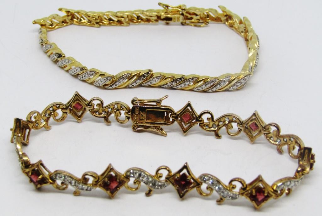 2-GOLD TONED STERLING FASHION BRACELETS (1 of 3)