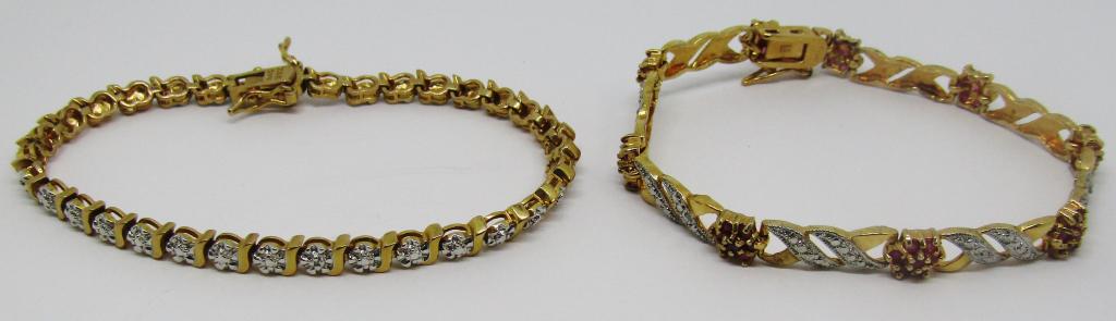 2-7 INCH GOLD TONED STERLING TENNIS BRACELETS (1 of 4)