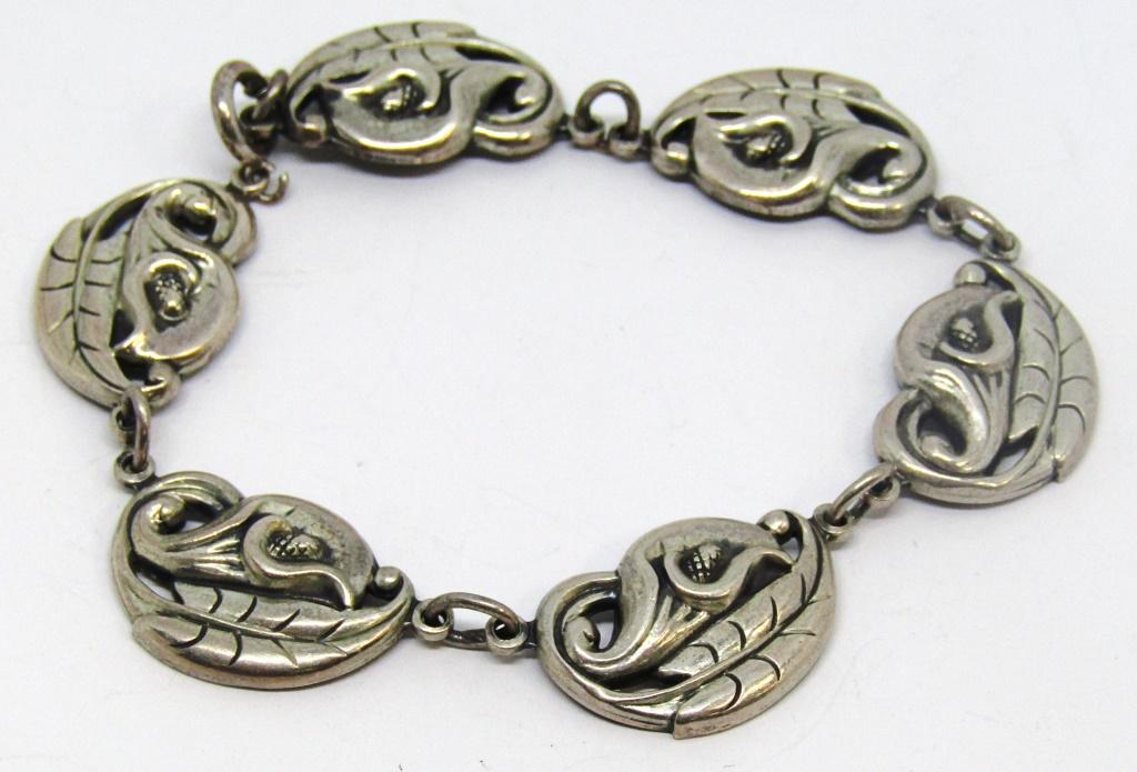 VTG DANECRAFT STERLING LILLY PANEL BRACELET: MEASURES 7 INCHES0TOTAL 11 DWT