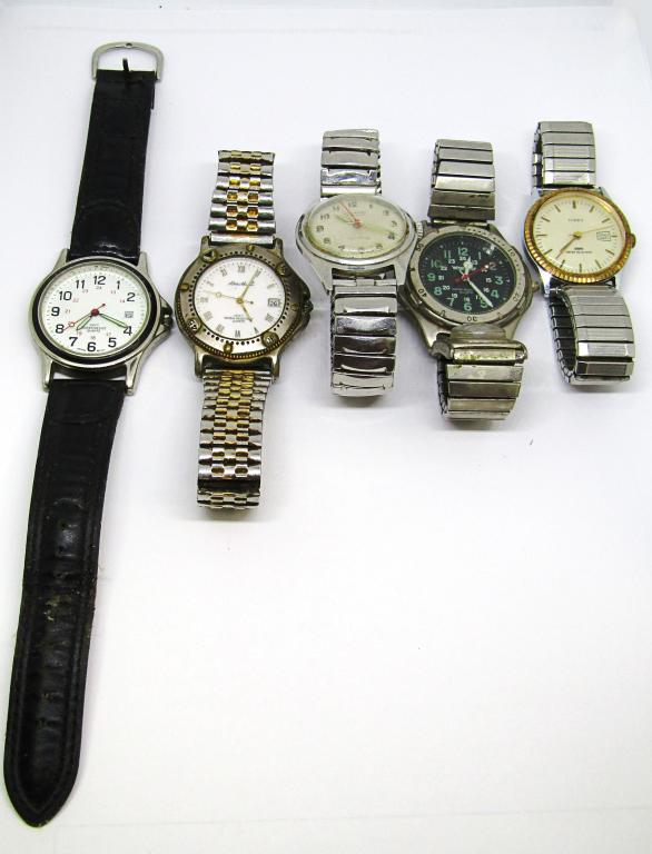 RODANIA 17j, EDDIE BAUER, TIMEX, WRANGLER,: JAPAN QUARTZ - LOT of 5 - UNTESTED / PARTS / REPAIR