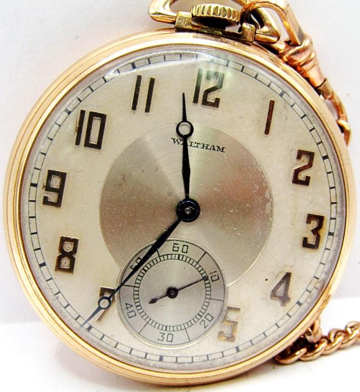 COLONIAL WALTHAM USA POCKET WATCH: 12 SIZE, SERIAL #28978622, GRADE 217, 17 JEWEL, NOT RUNNING - NICE CONDITION with CHAIN
