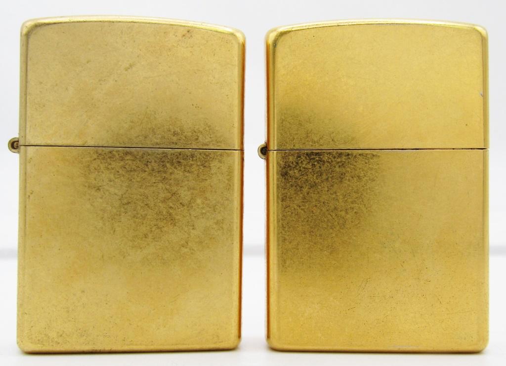 (2) 2003 SOLID BRASS ZIPPO LIGHTERS!: ONE UNSTRUCK!
