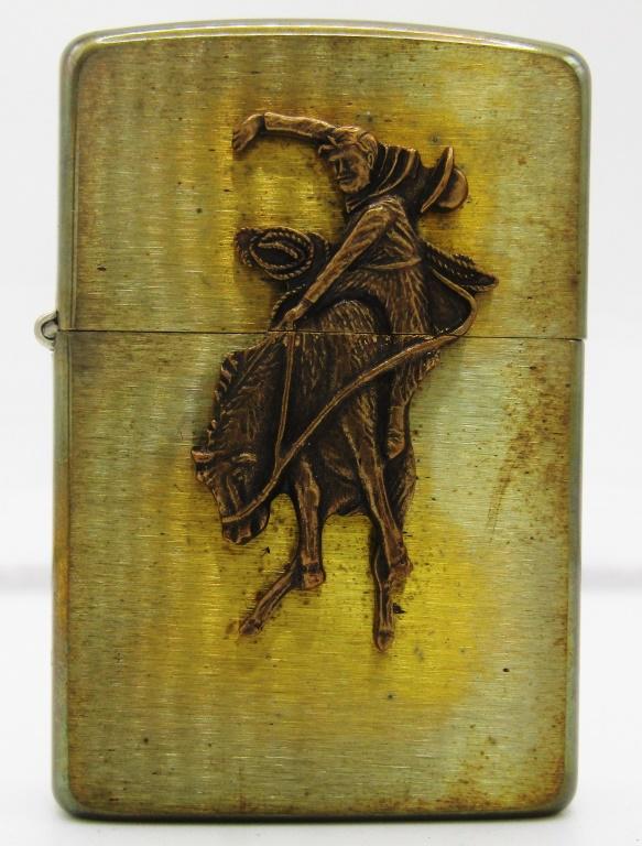 1994 Zippo Marlboro Wild West Bronco&Cowboy!: Lighter With Box Never Used, BRASS