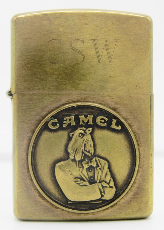 ZIPPO Brass Lighter Joe Camel Promo 1932-1992!: ENGRAVED "GFW" WITH BOX!