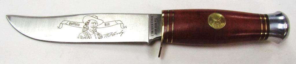 BUFFALO BILL THE WILD WEST BOWIE KNIFE NO. 1: STAINLESS STEEL KNIFE;