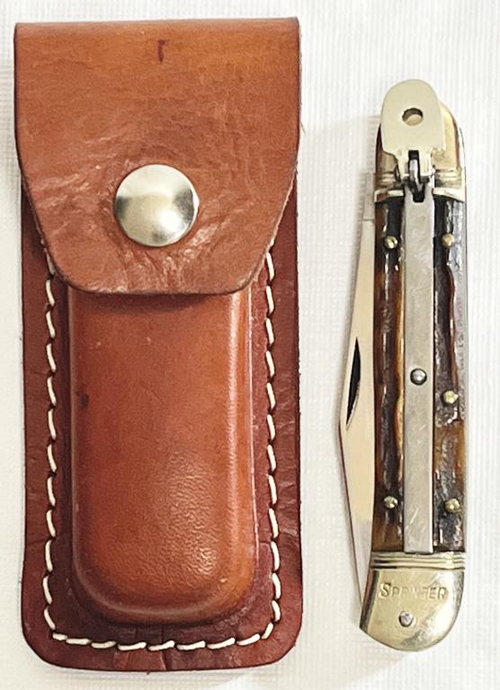 Antique Stag Handle Springer Rostfrei: Single Blade Folding Pocket Knife Works Well