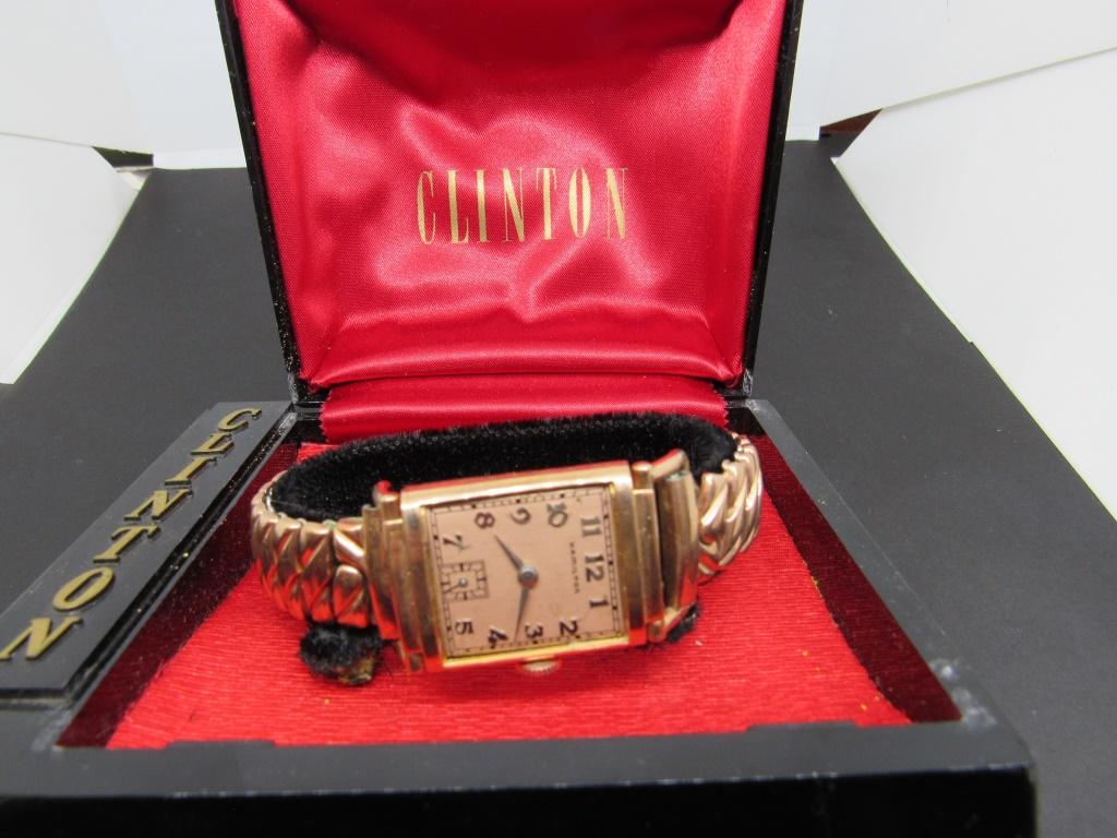 VINTAGE HAMILTON 14K GOLD FILLED WRIST WATCH!: UNTESTED, IN BOX, NO CRYSTAL.