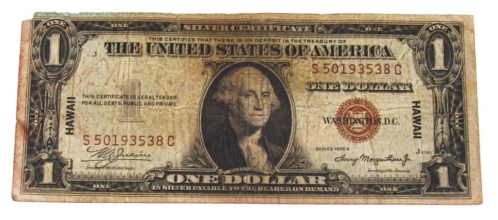 1935A $1 "HAWAII" SILVER CERT CIRC (1 of 2)