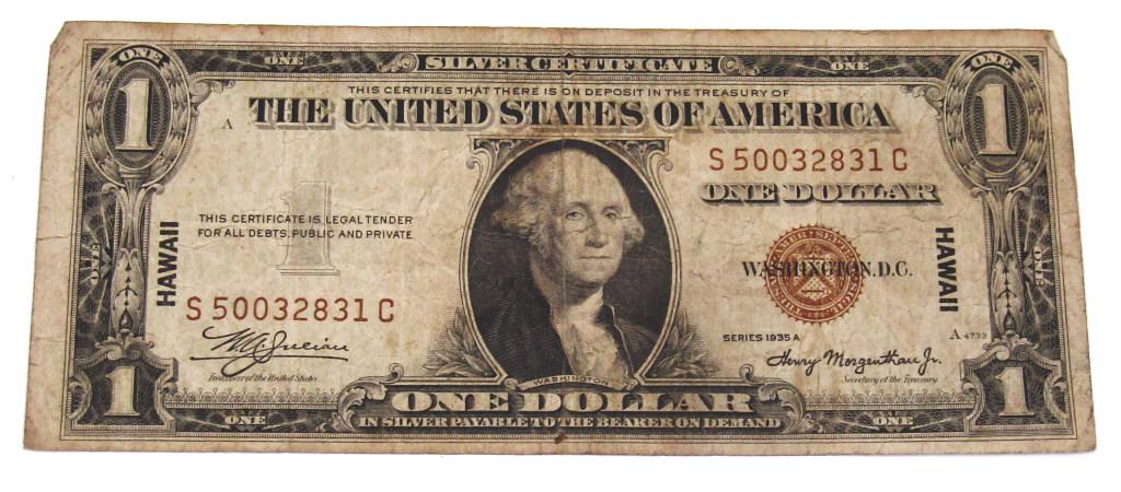 1935A $1 "HAWAII" SILVER CERT CIRC (1 of 2)