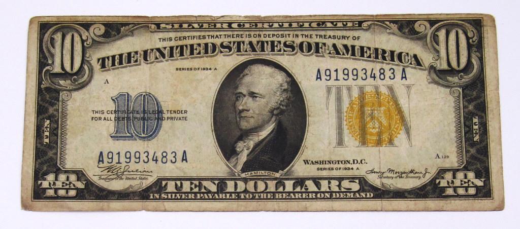 1934A $10 "NORTH AFRICA" SILVER CERT (1 of 2)