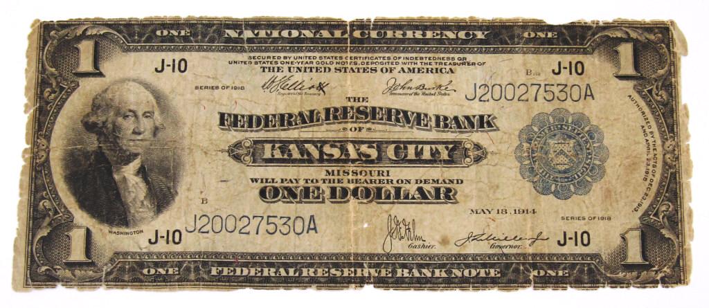 1918 $1 NATIONAL CURRENCY KANSAS CITY MO (1 of 2)