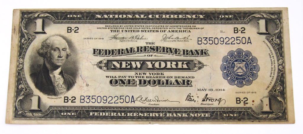 1918 $1 NATIONAL CURRENCY NEW YORK NY (1 of 2)