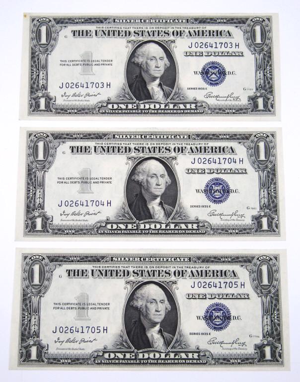(3) $1 SILVER CERTS CONSECUTIVE NUMBER (1 of 3)