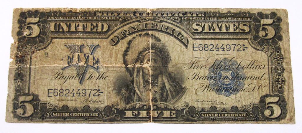 1899 $5 "INDIAN CHIEF" SILVER CERTIFICATE (1 of 2)