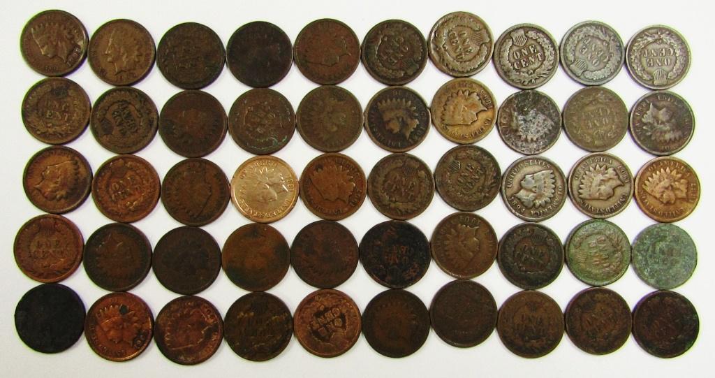 50 INDIAN CENTS MIXED LOT (1 of 1)