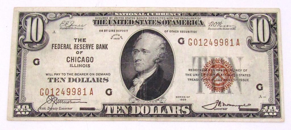 1929 $10 NATIONAL CURRENCY CHICAGO IL (1 of 2)