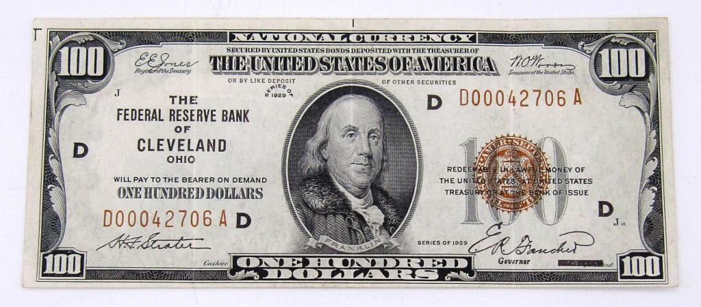 1929 $100 NATIONAL CURRENCY CLEVELAND OH (1 of 2)