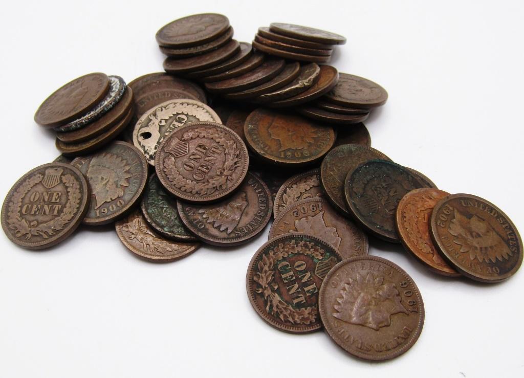 50 INDIAN CENTS MIXED LOT (1 of 2)