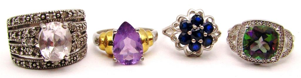 4-STERLING FASHION BLING RINGS WITH MULTI (1 of 9)
