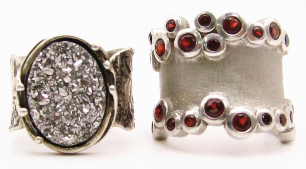2-STERLING FASHION RINGS:"RL" ISRAEL WITH DRUZY (1 of 6)