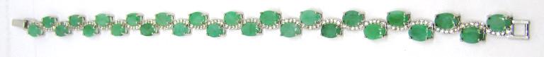 GORGEOUS STERLING TENNIS BRACELET WITH MINT: GREEN STONE ACCENTS-MEASURES 8 INCHES0TOTAL 10 DWT