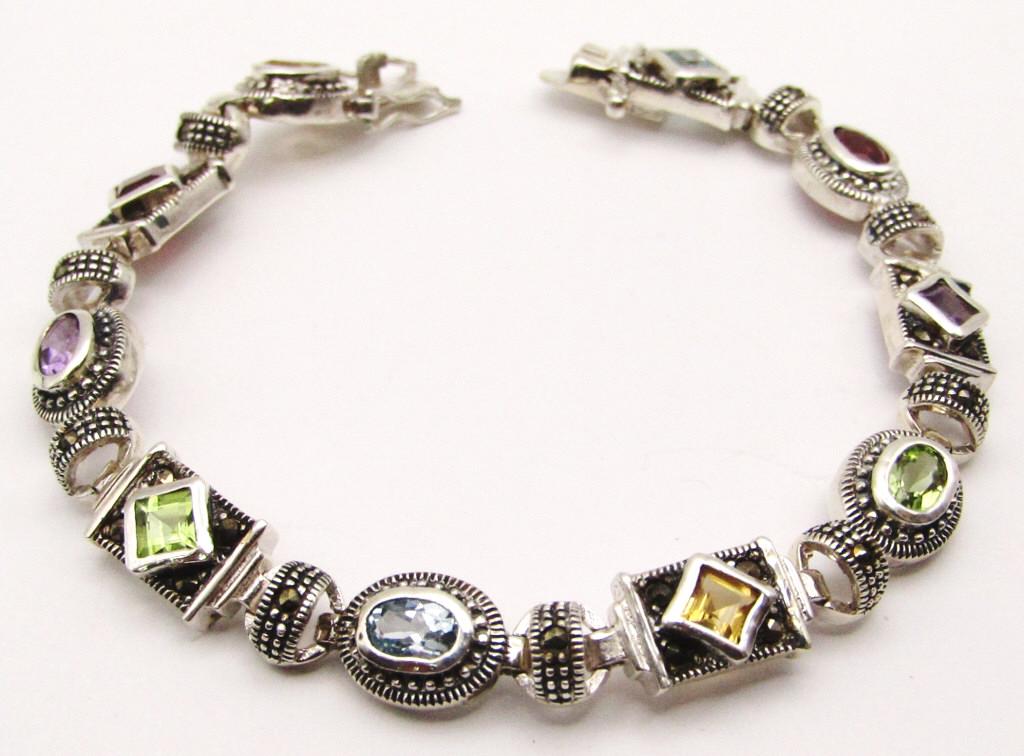 7.5 INCH STERLING MARCASITE PANEL BRACELET (1 of 5)